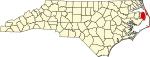 Map of North Carolina highlighting Dare County